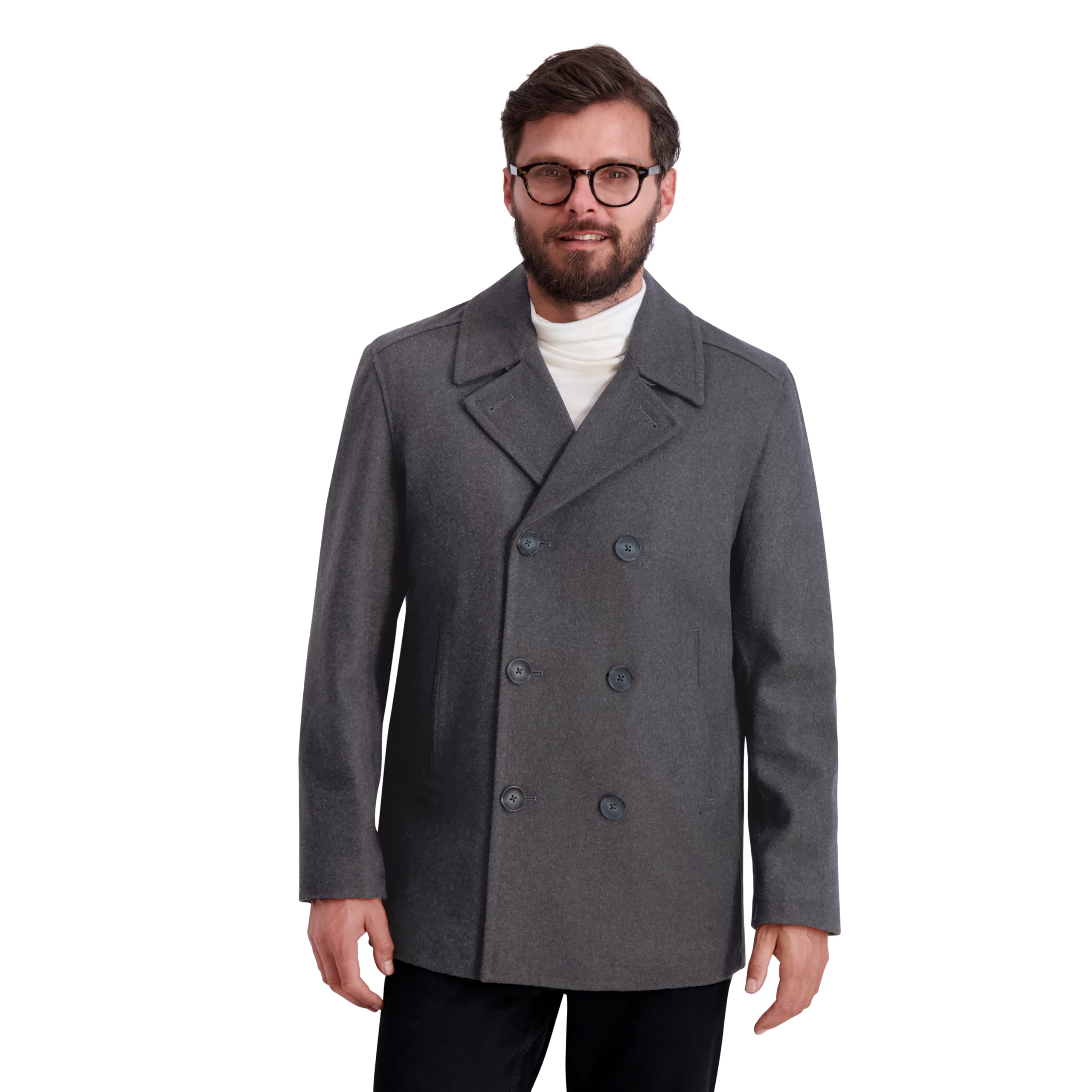 Nautica Men's Wool Blend Peacoat – Double-Breasted Winter Coat, Regular, Big & Tall Sizes, Charcoal, 4XT Image