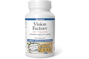 Natural Factors Vision Factors with 7.5 mg Lutein 60 Capsules, Supports Healthy Vision, Blueberry Concentrate, Vitamin C & E,