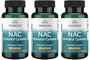 Swanson Premium Brand NAC - N-Acetyl Cysteine - Supplement 600 mg 100 Capsules (3 Pack)