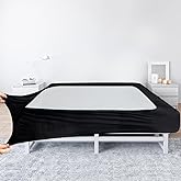 Box Spring Cover Queen Size - Black Jersey Knit & Stretchy Wrap Around 4 Sides of The Box Spring, Alternative for Bed Skirt, 