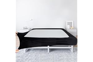 MAGIK & KOVER Box Spring Cover Queen Size - Black Jersey Knit & Stretchy Wrap Around 4 Sides of The Box Spring, Alternative for Bed Skirt, Ultra Soft, Wrinkle & Fading Resistant