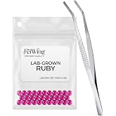 3mm - 20 Pack Lab-Grown Ruby Balls, Synthetic Corundum Spheres (No Hole) with Curved Anti-Slip Tweezers, Solid Red Gemstone Beads for Jewelry Making &amp; Precision Crafts