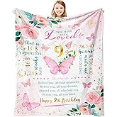 Vervehub 9 Year Old Girls Birthday Gifts Blanket 50"X40", Birthday Gifts for 9 Year Old Girls, Best Presents for 9 Yr Girl, 9th Bday Gift, 9th Bday Decorations for Girl