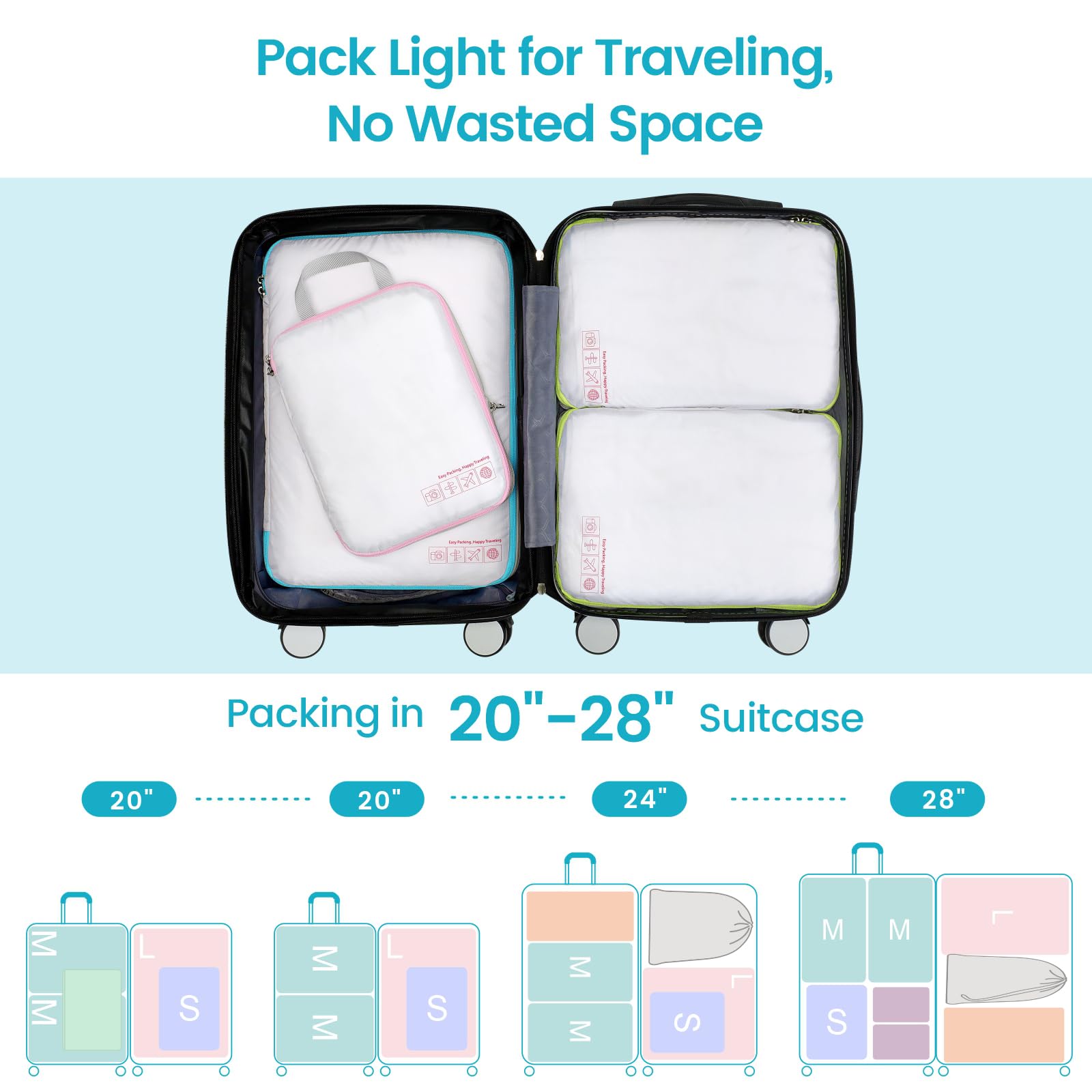 Cambond Compression Packing Cubes for Travel Women - Travel Bags Luggage Organizers Travel Essentials Compression Cubes for Travel Carry on Suitcases Organizer