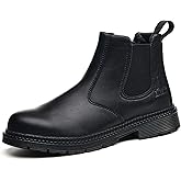 ZBVB Unisex-Adults Steel Toe Chelsea Boots, Men's Industrial Construction Shoes, Waterproof, Lightweight, Comfortable, Non-slip Safety Boots