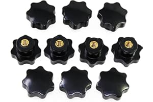 OCR 10Pcs M6 7 Star Knob Knurled Thread Clamping Knob, Star Shape Hand Knobs Black Plastic Screw-On Clamping Star Knob Handle