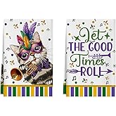 XCHI Mask Cat Iris Fleur De Lis Mardi Gras Kitchen Towels Carnival Dish Towels 18x26 Inch Home Kitchen Decorations Hand Towels Set of 2 Drying Dishcloth