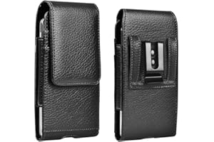 EBIZCITY Cell Phone Holster for Samsung, Motorola, Xiaomi, Huawei, iPhone 15 Max Phone Holster, Phone Belt Holster, Leather P