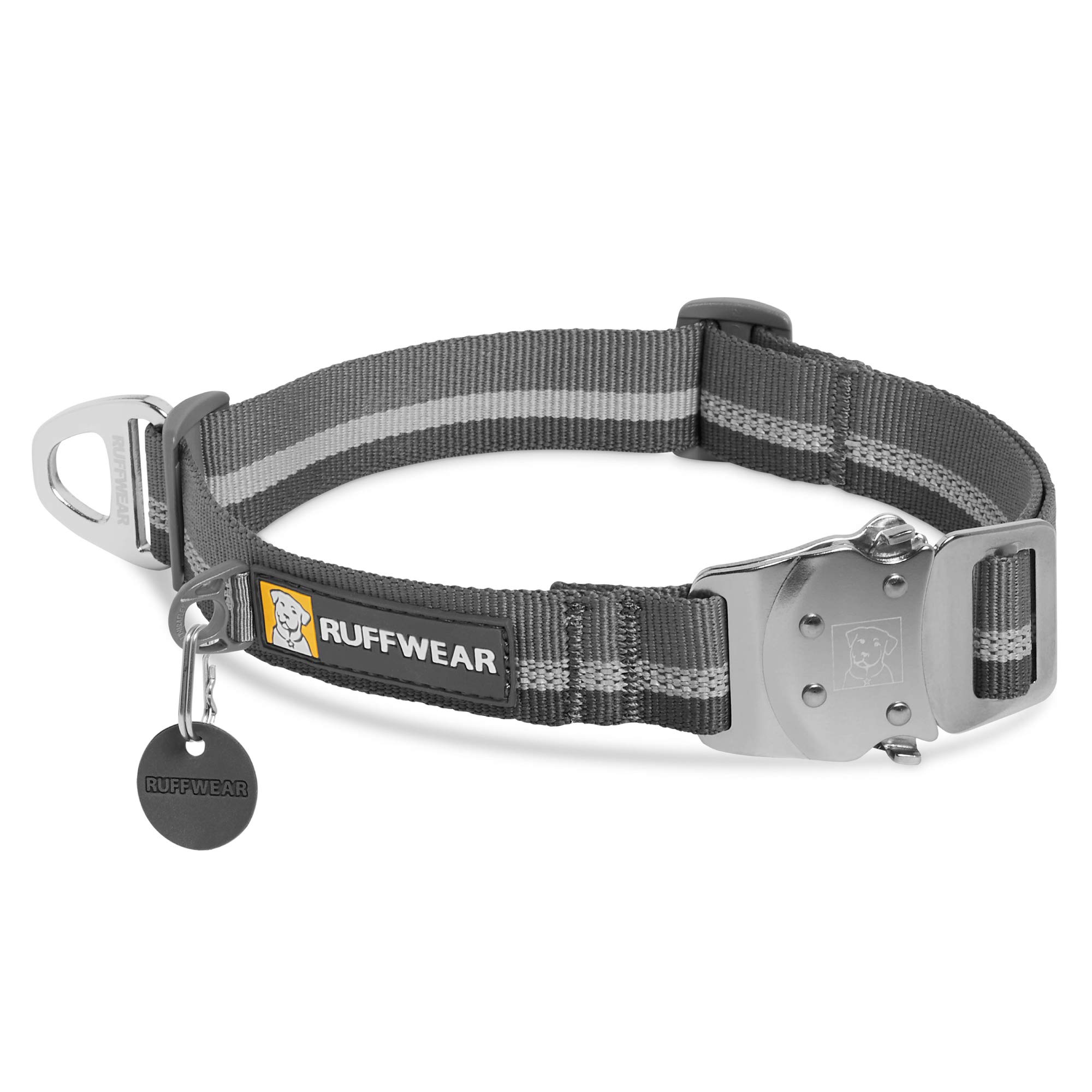 RUFFWEAR - Top Rope Dog Collar, Reflective Collar with Metal Buckle for Everyday Use, Granite Grey, 20"-26"