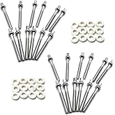 ZQEUXBE 24 Pack Drum Tight Screw Tension Rods with Washers, M5 x 50mm Stainless Steel Snare Tom Drum Set Hardware Replacement Parts