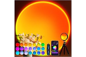 TSRAREY Sunset Lamp Projector 21 Color Changing Sunlight Lamp Mood Lighting,Sunrise Sunset Light 360°Rotation LED Projection Lamp for Room Decor,Party,Tiktok Live,Photography|Multicolors, APP & Button Switch