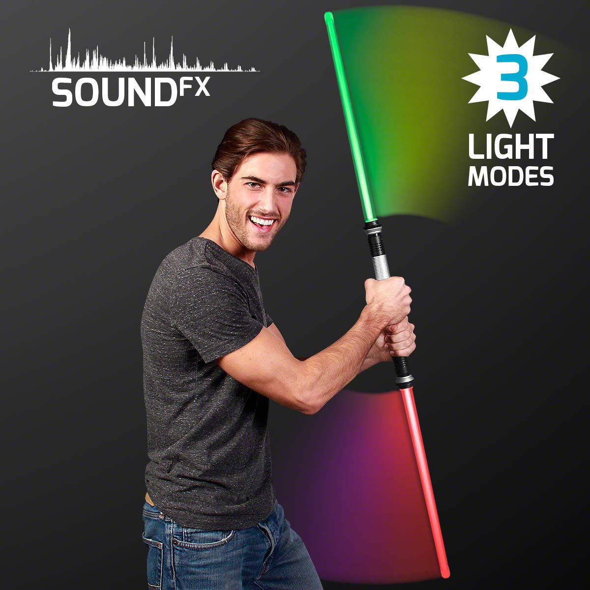FlashingBlinkyLights Deluxe Double Sided Light Up Saber with Color Change Lights & Sound Effects