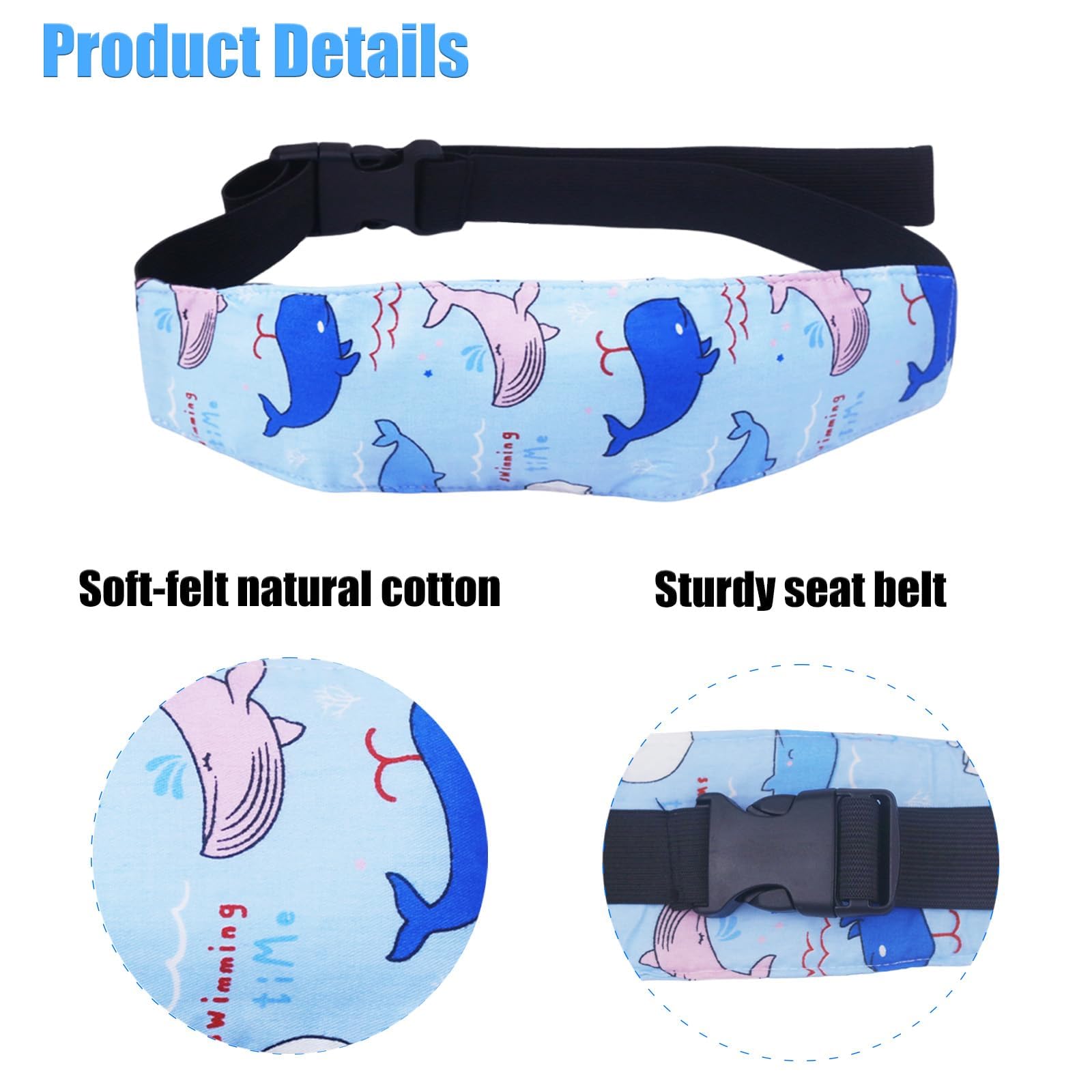 Naturahand 3 Pcs Baby Head Support Band for Stroller Car Seat Neck Relief Strap Headrest for Sleeping Traveling Head Holder for Toddler Kids Children Child Baby Infant