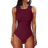 ANRABESS Bodysuits for Women Summer Ribbed Knit Sleeveless Tank Tops Sexy Slim Fitted Bodysuit Top 2026 Trendy Outfits