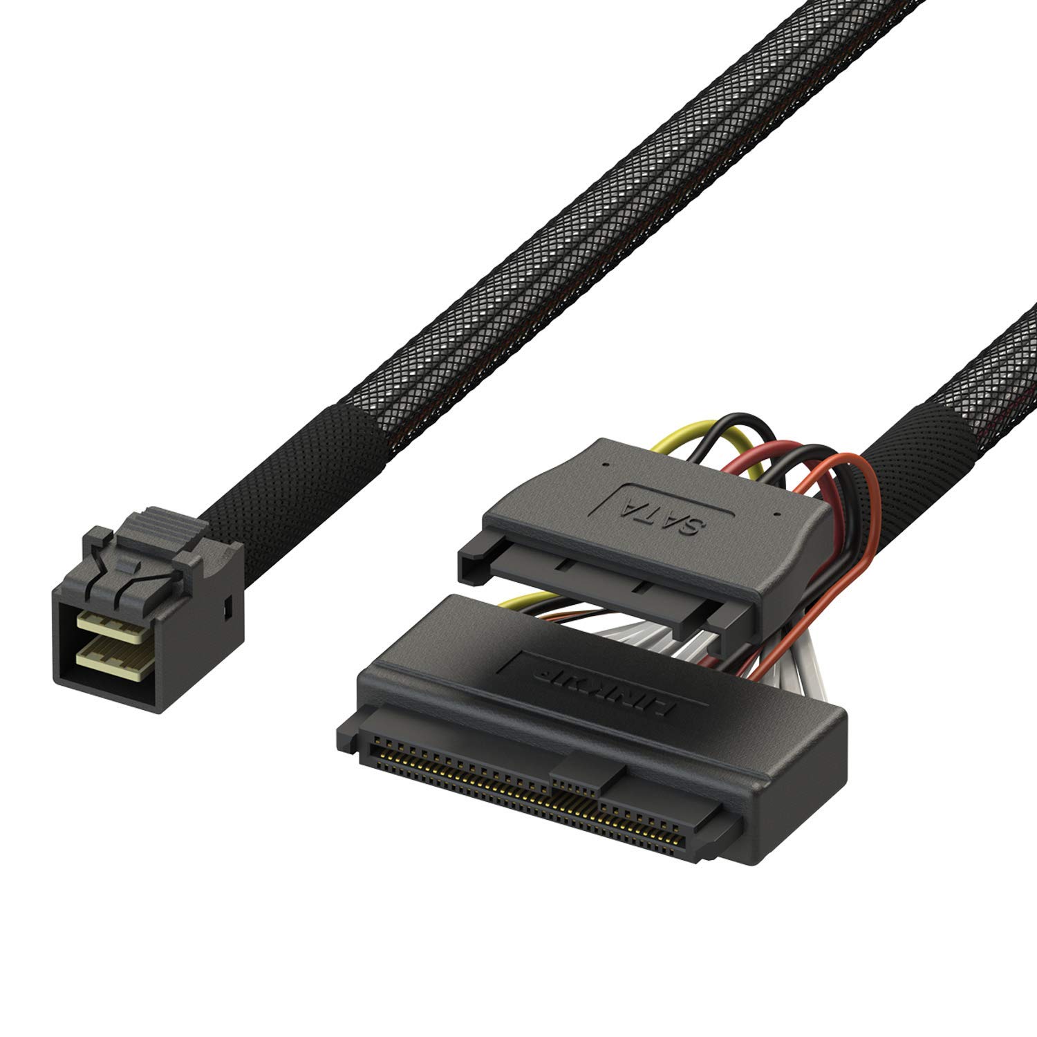 LINKUP - Internal 16G U.2 Cable (85Ω 85ohm PCIe Gen 4 Mini SAS HD to U.2/SFF-8643 to SFF-8639 Cable) with SATA Power - 1.2 meters/4 feet