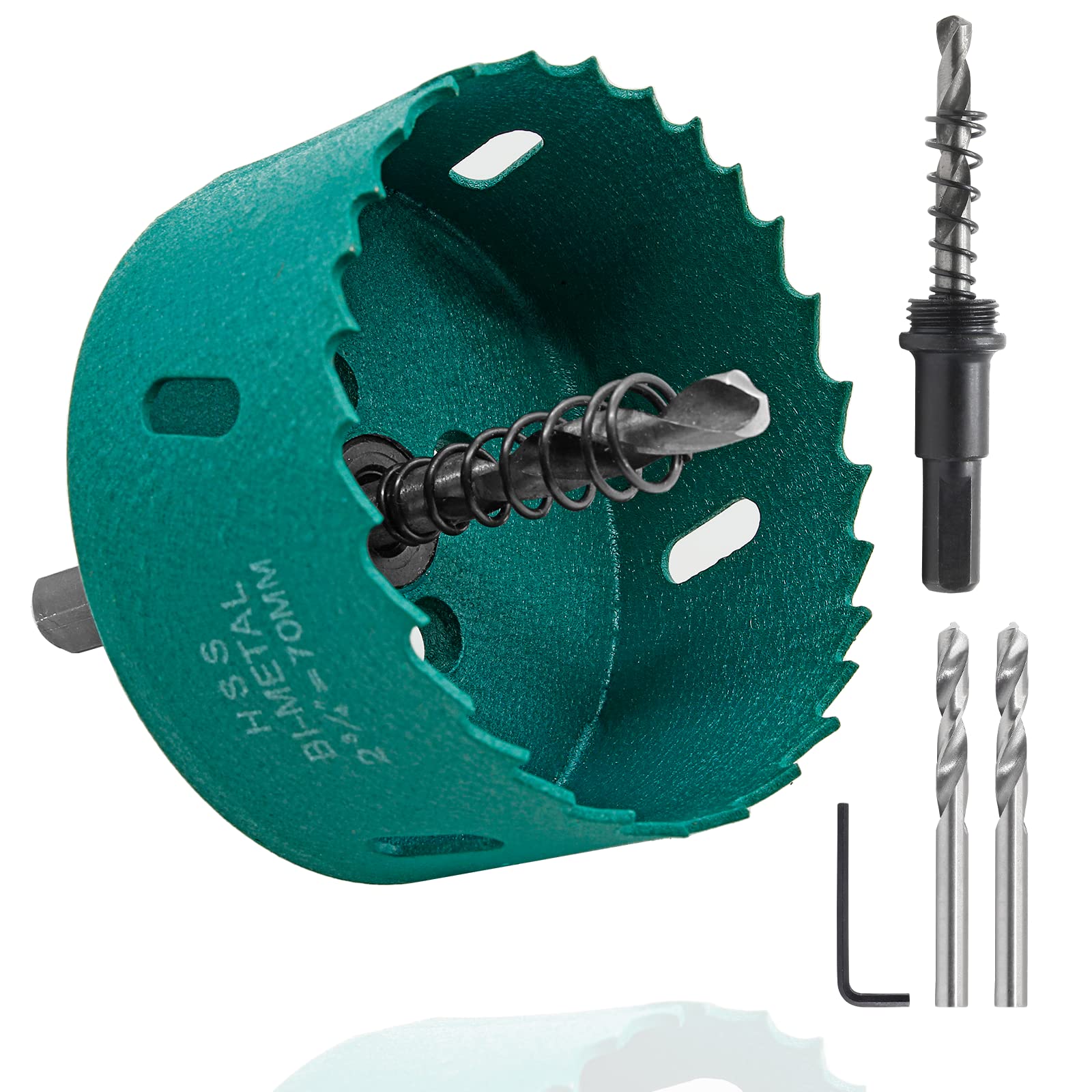 Photo 1 of Qjaiune 2 3/4 Inch / 70mm Hole Saw with Arbor, 2.75 Inch Hole Saw HSS Bi-Metal Hole Cutter Smoothly Cutting in Cornhole Boards, Plastic, Wood, Fiberboard, Drywall