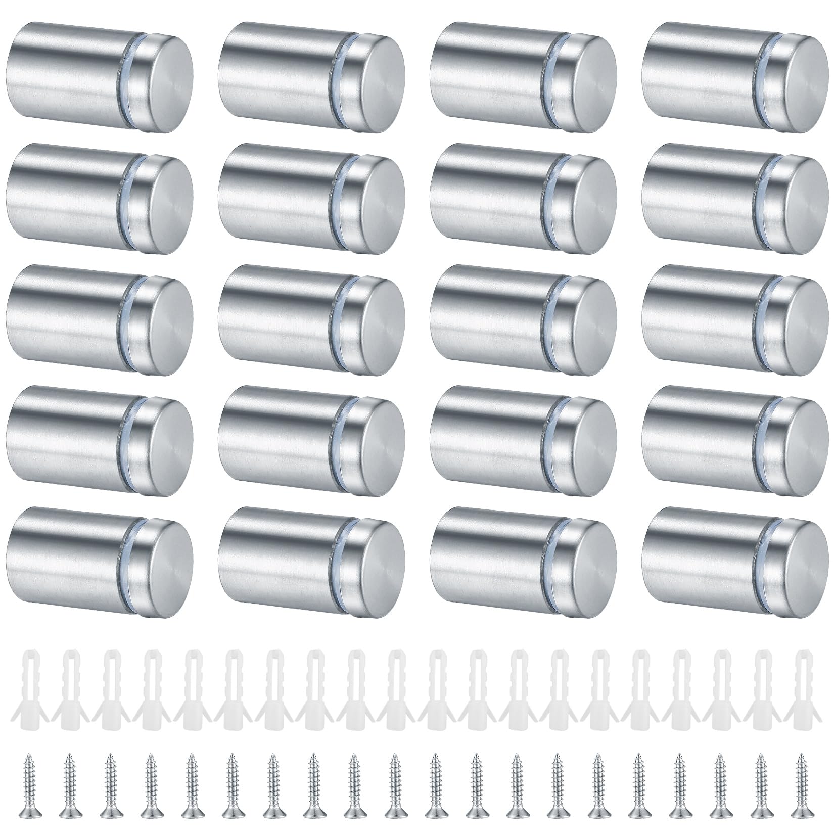 20pcs Wall Spacer Stands Stainless Steel Spacer Screws for Glass Mirror Nail Display (20)
