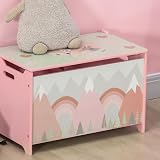 ZONEKIZ Toy Box with Lid Pink Safety Hinge Cute Design 39x60x37 cm view 8