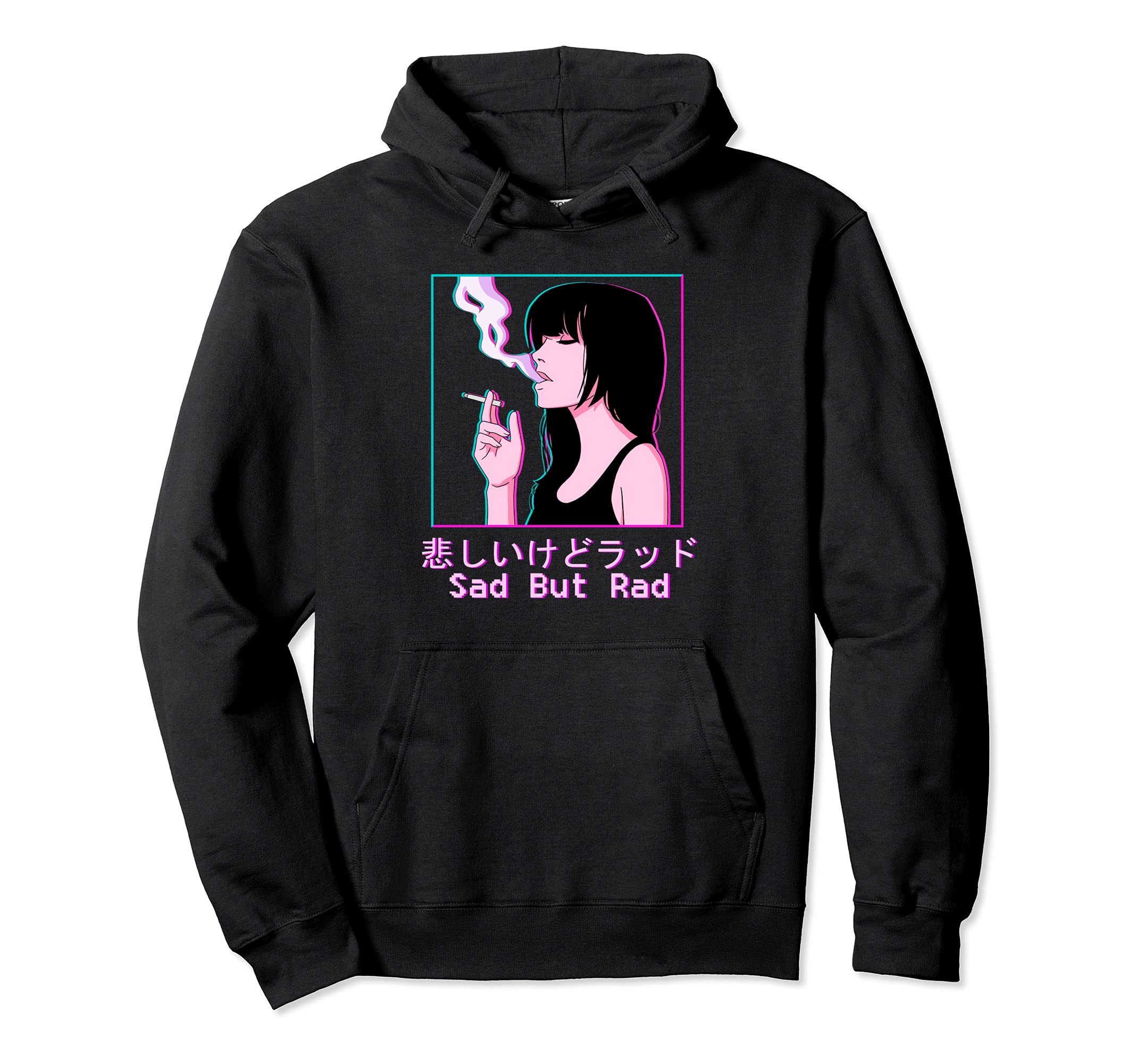Japanese Vaporwave Aesthetic Sad But Rad Sad Anime Girl Pullover Hoodie