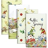 Arquiel Gnomes Tea Towels, Spring Summer Cotton Kitchen Towel 18.9×27.5 inch, Quick Drying Dish Cloth for Party Anniversary Holiday Decoration Housewarming Gifts