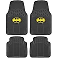 BDK Warner Bros Batman Rubber Floor Mats Car Accessories - Universal Fit, No-Slip Grip, All Weather Heavy Duty - 4 pc Trimmable Car Mats Set, Front 27x18, Rear 17.25x13.25