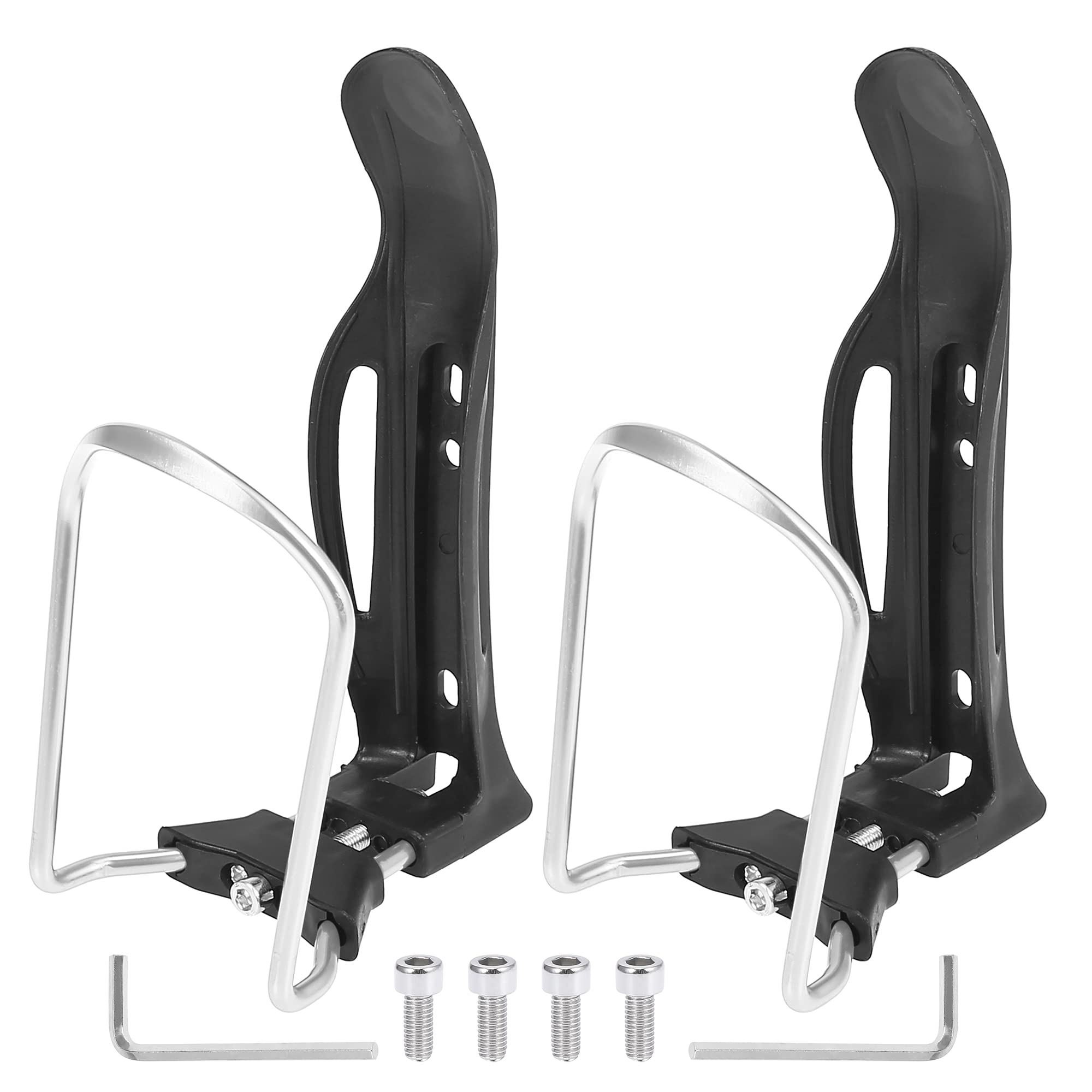 X AUTOHAUX 2pcs Adjustable Bicycle Drink Holder Cup Bottle Rack Silver Tone