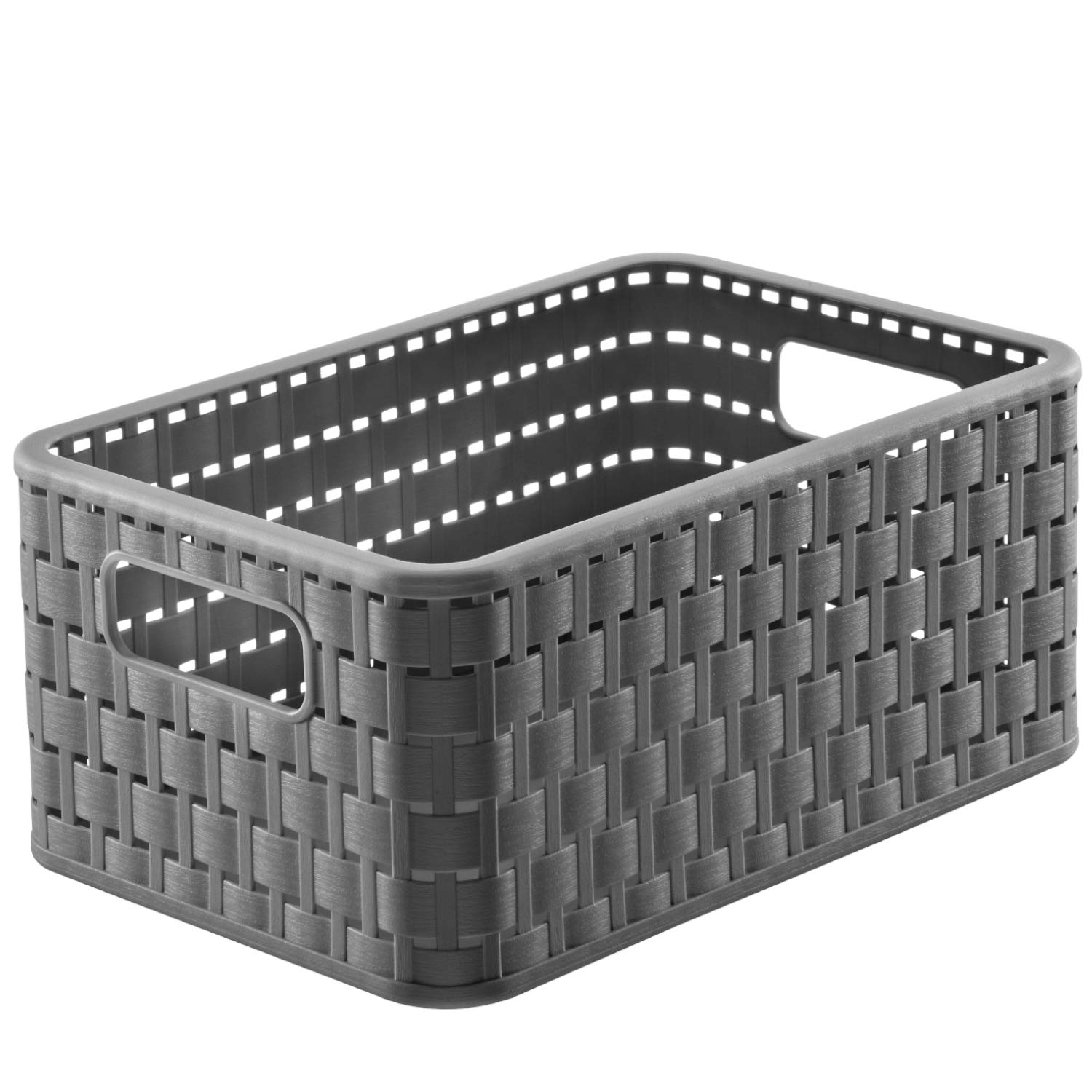 Rotho, Country, Storage box 6l in rattan-look, Plastic (PP) BPA anthracite, A5/6l (28,0 x 18,5 x 12,6 cm)