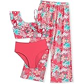 Girls 3 Piece Bikini Sets Kids Swimsuit Rash Guard Pants Bathing Suit Girl Swimwear Sets for Summer Quick Dry