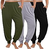 Evervibe 3 Pack Women's Plus Size Yoga Joggers, Comfy High Waisted Lounge Pants Loose Casual Sweatpants Pajama with Pockets