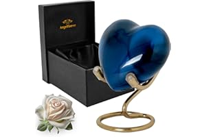ANGELFOREVER Heart Keepsake Urn for Human Ashes – Handcrafted Mini Metal Cremation Urn with Stand & Velvet Gift Box | Elegant Memorial Keepsake for Loved One’s Ashes | Symbol of Eternal Love & Remembrance