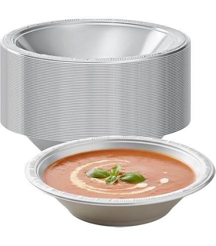 Silver Rimmed White Bowls - 12 Oz - (50 Count) - Oasis Creations