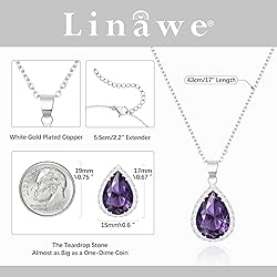 Linawe Amethyst Crystal Silver Chain Necklace for