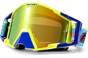 NENKI Motocross Goggles with Nose Guard, Anti-Fog OTG Dirt Bike Glasses for Men & Women, UV Protection Off-Road Eyewear