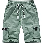 Vcansion Men's Casual Cotton Loose Fit Lightweight Multi-Pockets Cargo Shorts