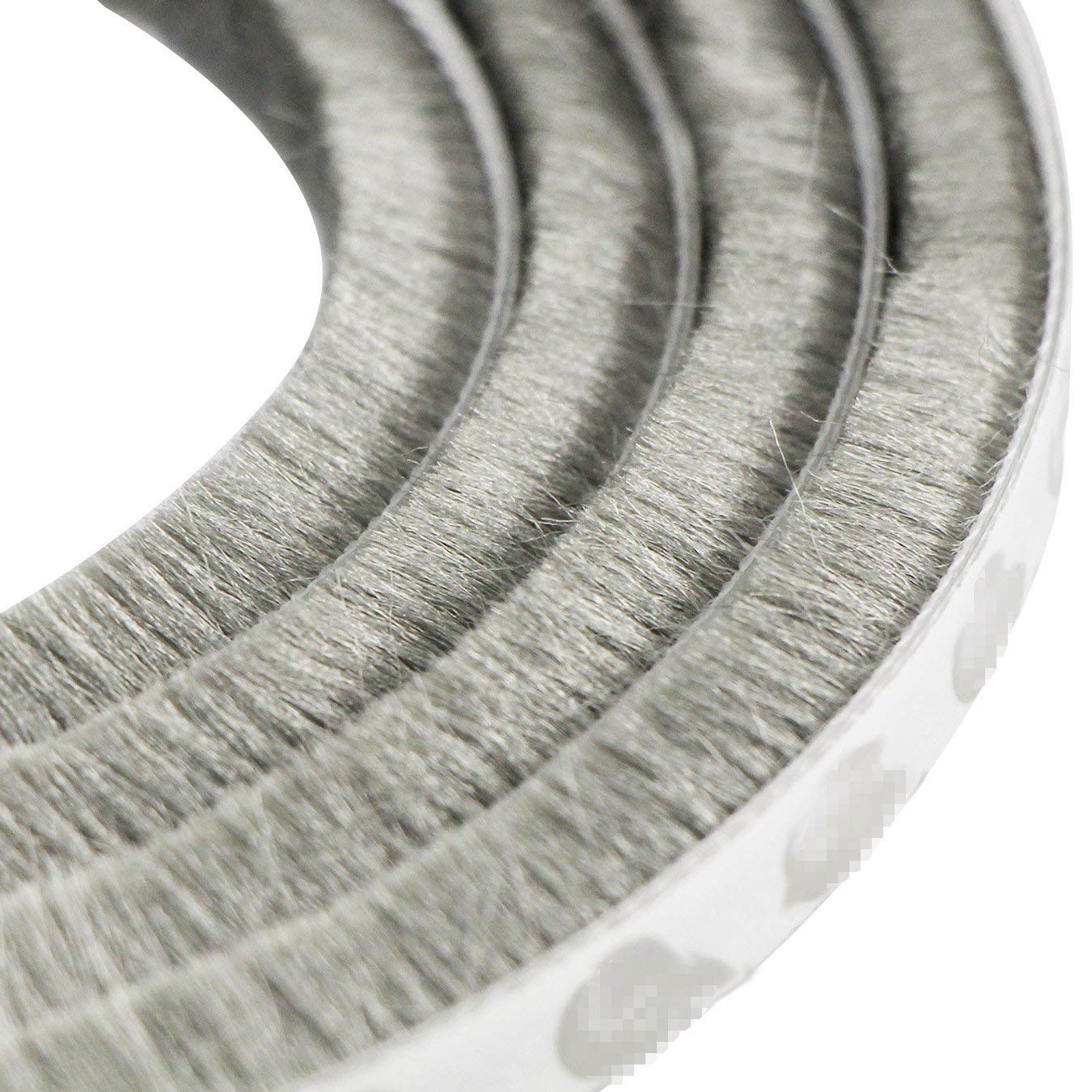 UOOOM 5m Windproof Dustproof Door Window Seal Strip Self Adhesive Brush Strip 9x23mm/Width 9mm, Thickness 23mm (Gray)