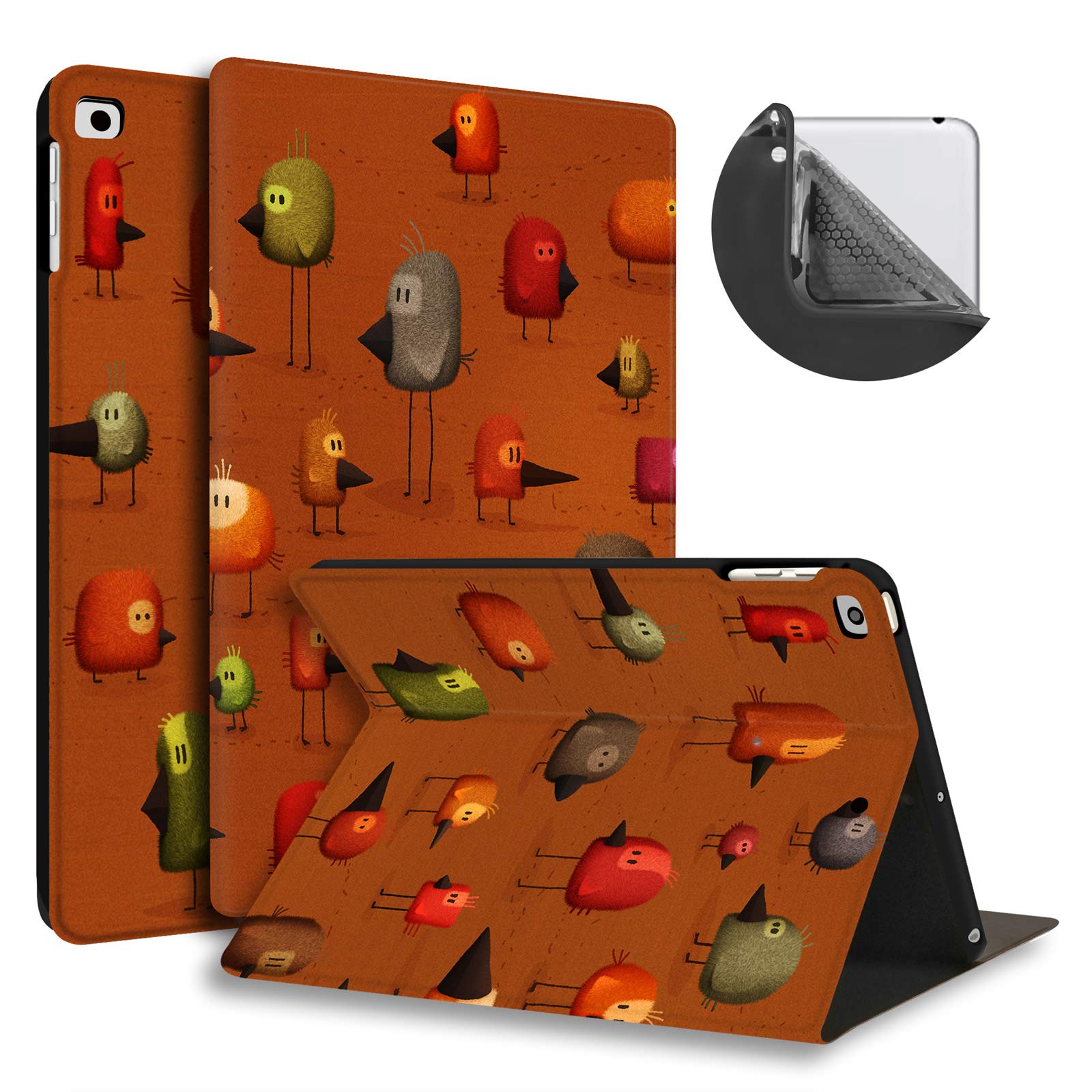 HUASIRU Painting Case for iPad 9.7 Case iPad 6th Generation 2018/ iPad 5th Generation 2017/iPad Air Case/iPad Air 2 Case with Pencil Holder, Slim Soft Silicone Smart Protective Cover, Birds