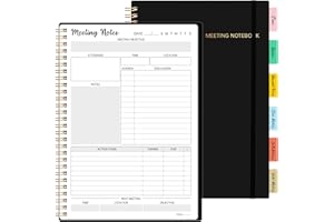 WOWYOGA Meeting Notebook for Work - Meeting Schedule Notebook, 7'' x 10'', Work Notebook for note taking, 80pcs Undated Pages, Elastic Band, Sturdy Binding, 18pcs Page Separated Stickers