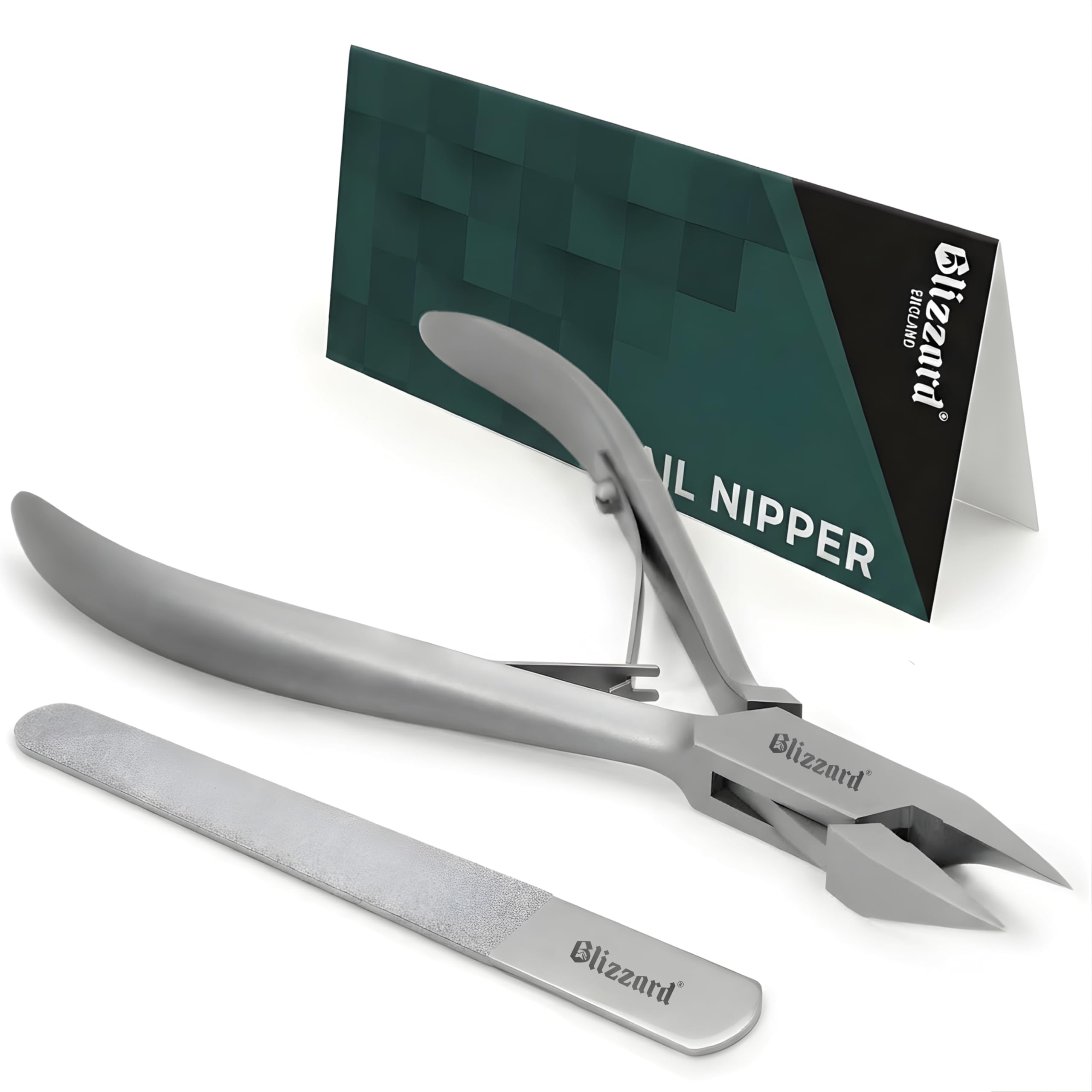 Blizzard Professional Ingrown Toenail Clippers – Ingrown Nail Nippers – Podiatry Grade Stainless Steel Toenail Clippers for Seniors & Mens Grooming – Includes Metal File – 13cm Arrow Head