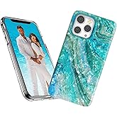 for iPhone 12 Pro Max Case Girl Women Men,ARSTVEC Glitter Pearly Luster Shell Shiny Sparkle Bling Slim Soft TPU Protective Back Phone Case Cover for iPhone 12 ProMax 6.7,Blue Sea Waves Ocean Summer