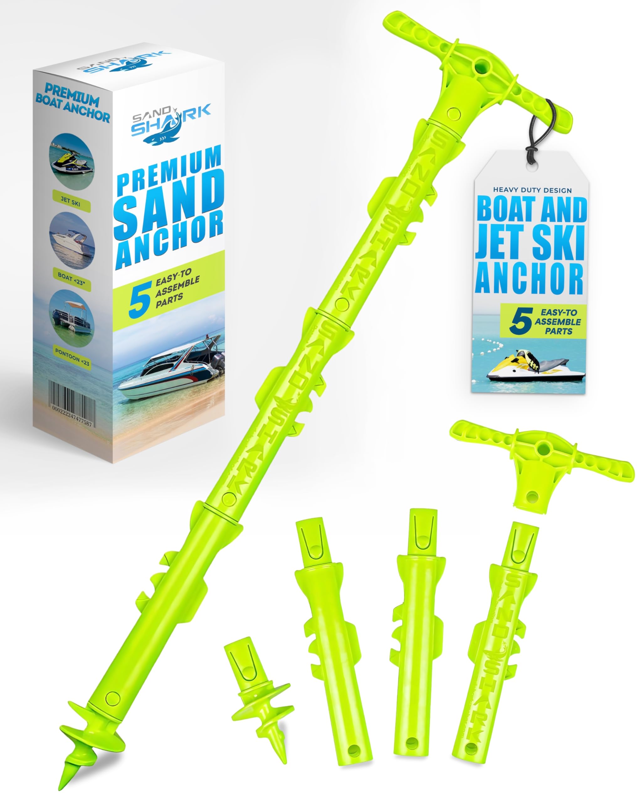Photo 1 of SandShark New Sport Boat Anchor and Jet Ski Anchor. 4ft Shallow Water Anchor Pole for Boat and PWC. Sand Anchor Kit for Boat and Kayak Anchor System. Easy Storage, High-Strength ABS Plastic.
