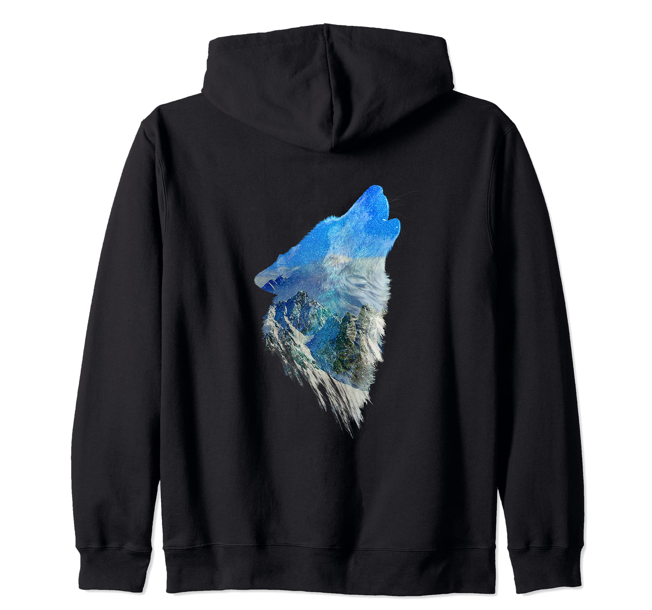 Beautiful wilderness howling Dog with Mountains Wildlife Zip Hoodie
