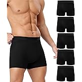 YESWEL Incontinence Underwear for Men, 150ML Absorbency Washable Reusable Cotton Heavy Flow Bladder Leak Proof Boxer Briefs (Black, Medium)