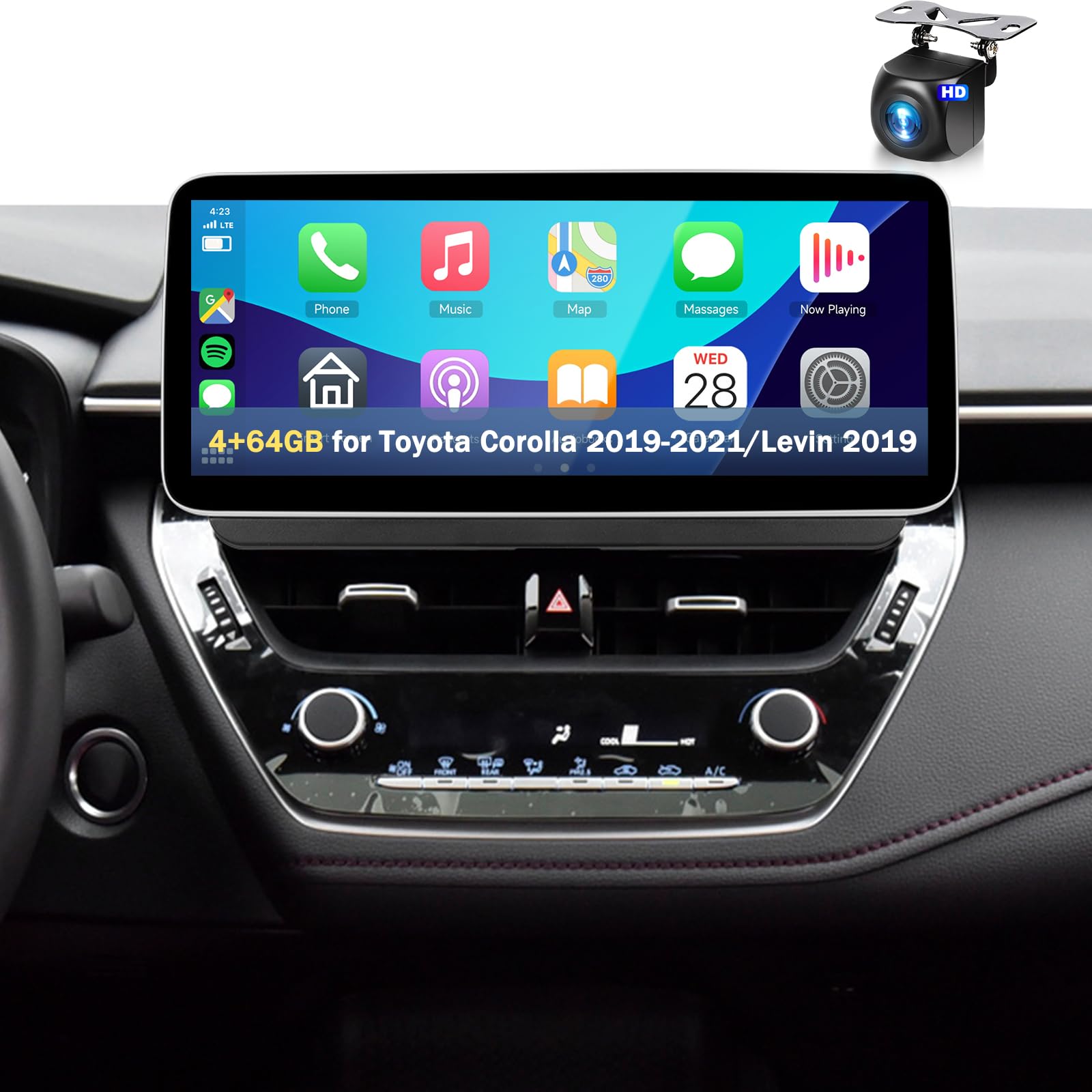 Photo 1 of (PARTIAL SET) (UNTSTED) 4+64G Car Stereo for Toyota Corolla 2019-2021/Levin 2019 Wireless Carplay Android Auto,12.3" 1920 * 720P IPS,Android/GPS/WiFi/32EQ/AI DSP/59UI/BT5.0/DAB/FM/SWC/Backup Camera/HiFi Car Radio