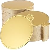 MUKLEI 500 Pack Mini Cake Board Grease-Proof Round Golden Cardboard Mousse Cake Base, Disposable Mini Round Display Cake Base