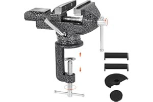 GOXAWEE Universal Bench Vise, 3.15 Inch Table Clamp, 360° Swivel Base, Small Home Vice, Clamp-on Tool for Woodworking, Cutting Conduit, Small DIY Projects, Craft Creation, Sculpting and Modeling