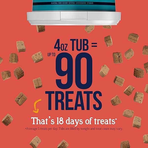 STEWART 100% BEEF LIVER DOG TREATS, 4 OZ TUB, ~90 PIECES, FREEZE DRIED RAW, SINGLE INGREDIENT, 50% PROTEIN TRAINING TREATS OR MEAL TOPPER, GRAIN FREE, GLUTEN FREE