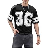 SOLY HUX Men's Jersey Shirts Mesh Number Graphic Crew Neck Short Sleeve Streetwear Tee Loose Tops