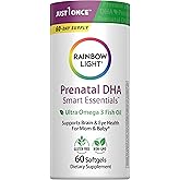Rainbow Light Prenatal DHA Vitamins for Women | 60 Softgels | Omega 3 Fish Oil (DHA & EPA) | Supports Mom & Baby’s Health from Conception to Nursing