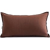 Jeanerlor Cotton Linen Decorative 12"x20" Lumbar Throw Pillow Case Cushion Cover with Twin Needles Stitch on Edge,for Wedding/Party/Gift/Car (30 x 50cm), Reddish Brown