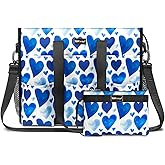 TOPDesign Utility Water Resistant Tote Bag with 22 Pockets, Top Zipper Closure & Thick Bottom Support, for Working Women